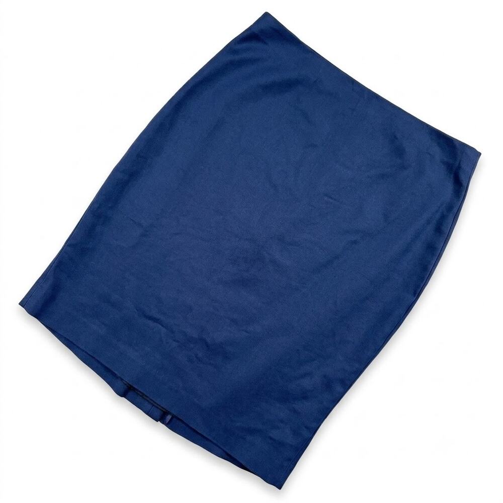 ANN TAYLOR Pencil Trumpet Skirt Navy Blue Cotton Blend Career Work Womens 0